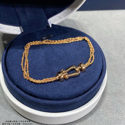 [Resenly Jewelry]FORCE SMALL HORSESHOE  DIAMOND CHAIN ROPE BRACELET