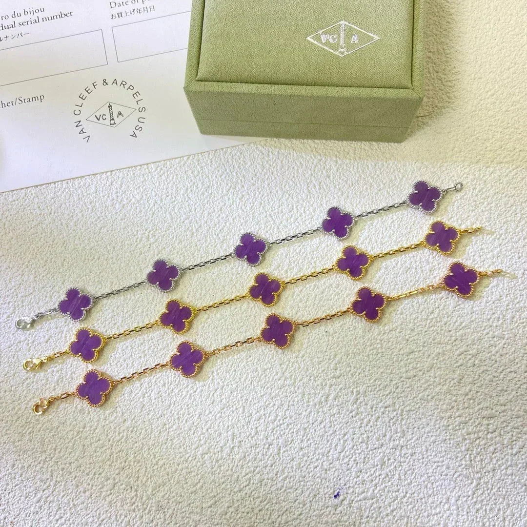 [Resenly Jewelry] CLOVER 5 MOTIF VIOLET BRACELET COLLECTION