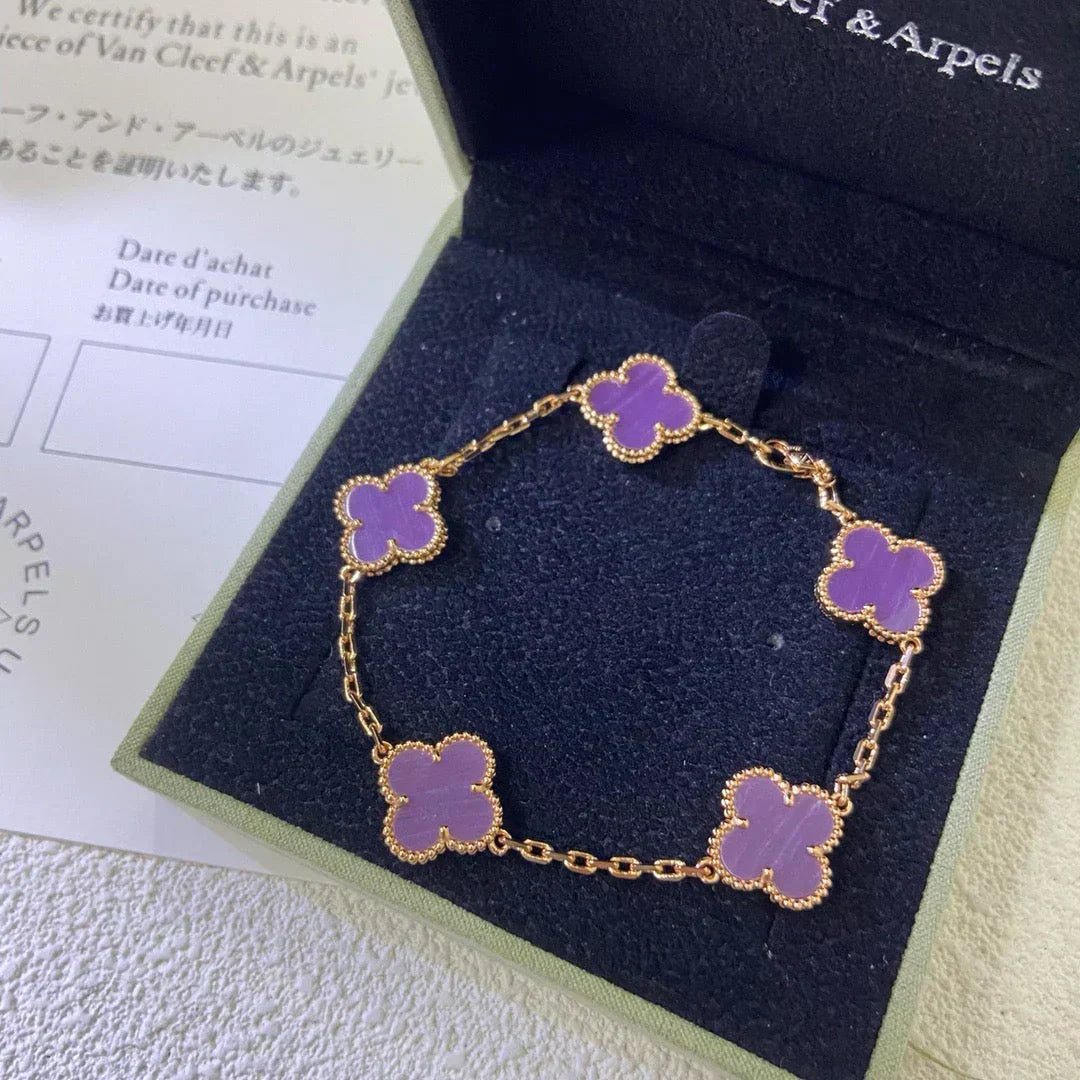 [Resenly Jewelry] CLOVER 5 MOTIF VIOLET BRACELET COLLECTION