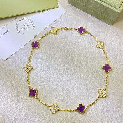 [Resenly Jewelry Jewelry]CLOVER 10 MOTIFS  PURPLE VIOLET DIAMOND NECKLACE
