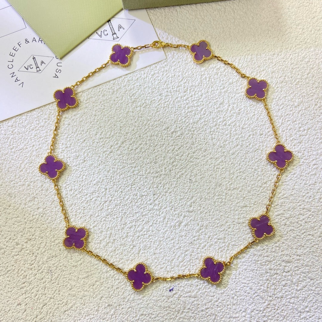[Resenly Jewelry Jewelry]CLOVER 10 MOTIFS  PURPLE VIOLET  NECKLACE