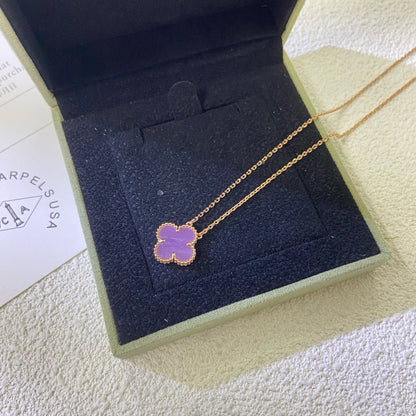 [Resenly Jewelry Jewelry]CLOVER 15MM  PURPLE VIOLET NECKLACE