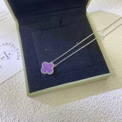 [Resenly Jewelry Jewelry]CLOVER 15MM  PURPLE VIOLET NECKLACE