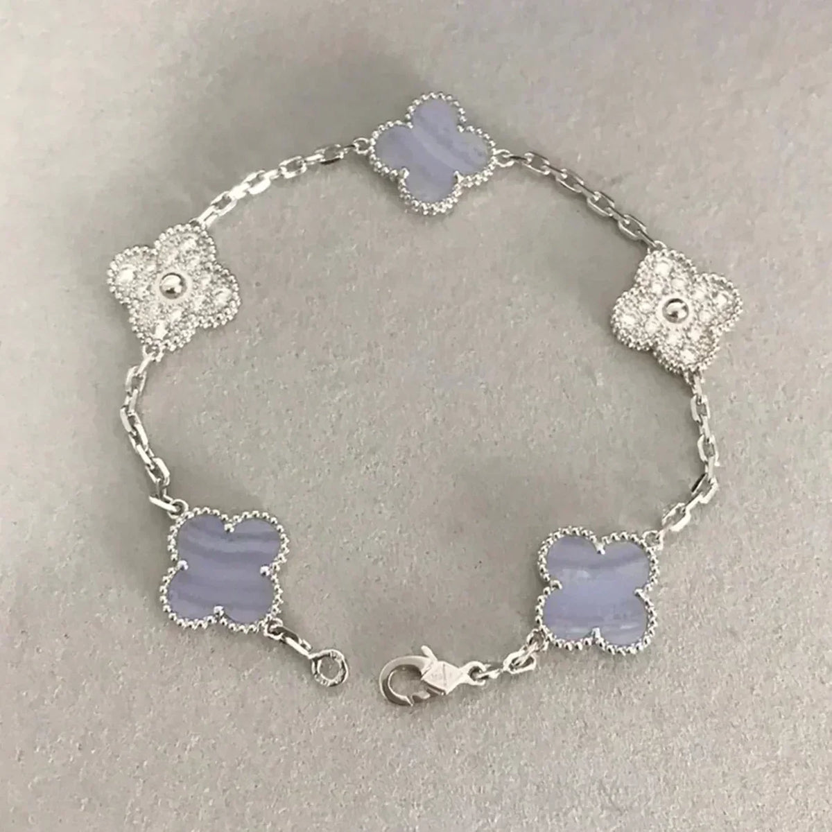 [Resenly Jewelry] クローバー 5モチーフ パープルカルセドニー ブレスレット コレクション