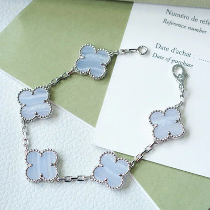 [Resenly Jewelry] クローバー 5モチーフ パープルカルセドニー ブレスレット コレクション
