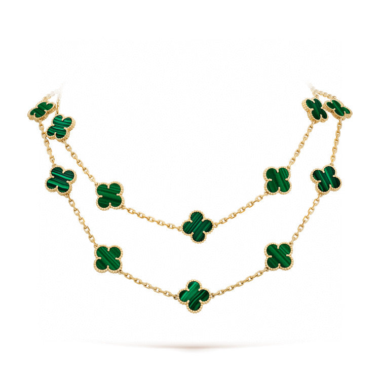 [Resenly Jewelry]CLOVER 20 MOTIFS MALACHITE GOLD