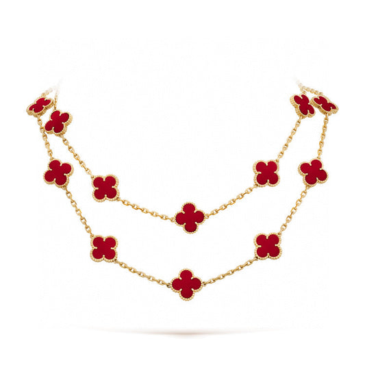 [Resenly Jewelry]CLOVER 20 MOTIFS CARNELIAN NECKLACE
