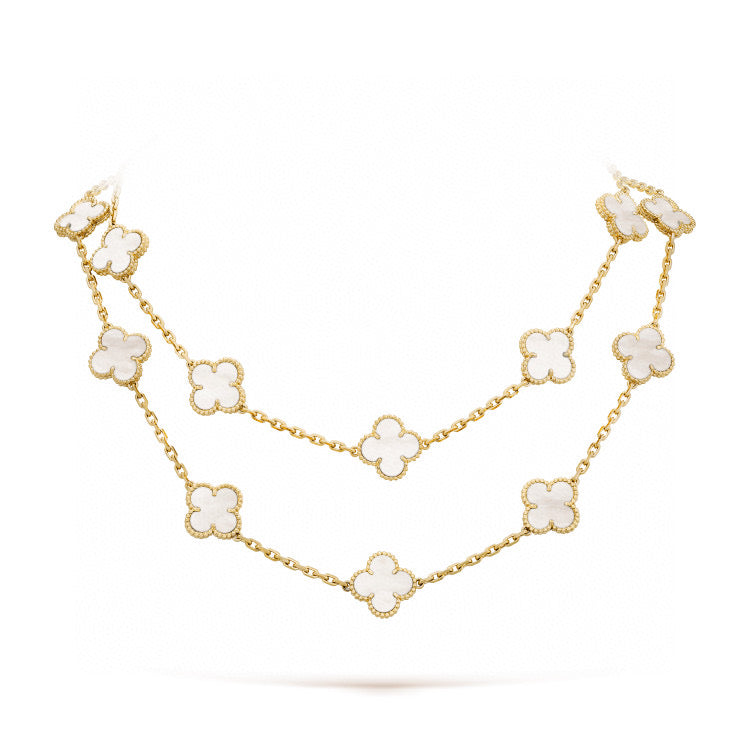 [Resenly Jewelry]CLOVER 20 MOTIFS WHITE MOP NECKLACE