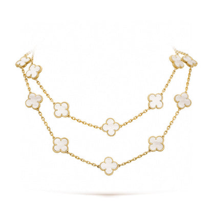 [Resenly Jewelry]CLOVER 20 MOTIFS WHITE MOP NECKLACE