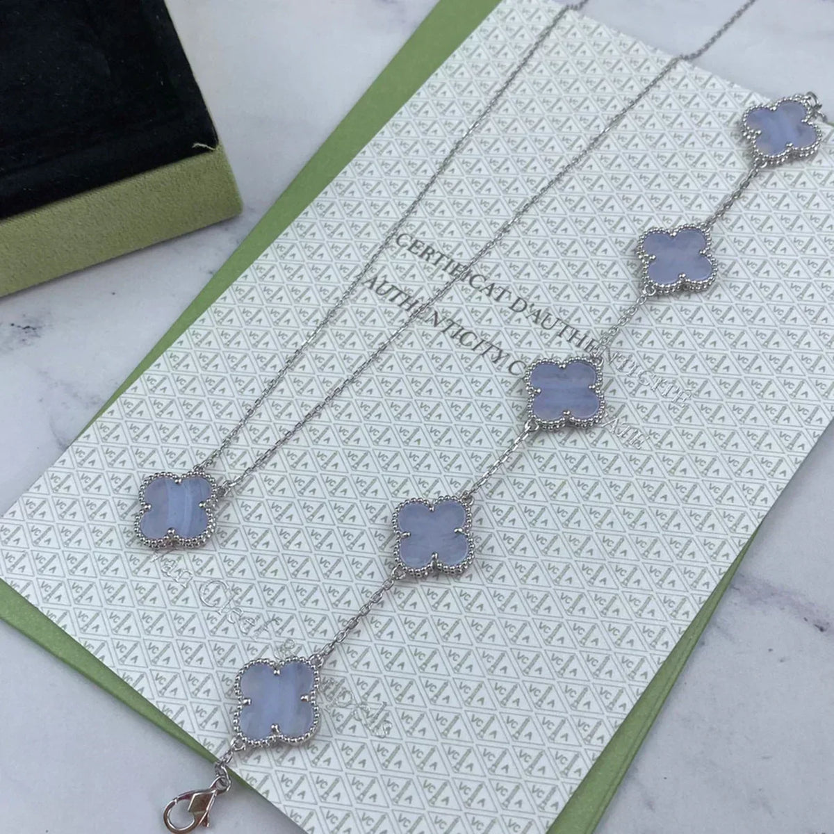 [Resenly Jewelry] クローバー 5モチーフ パープルカルセドニー ブレスレット コレクション