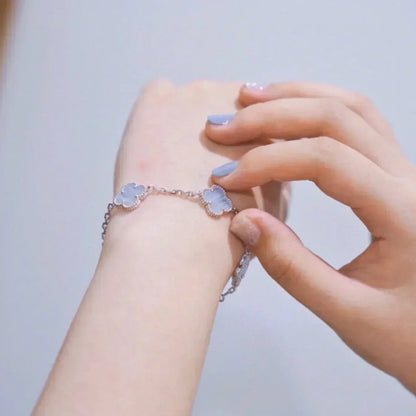 [Resenly Jewelry] クローバー 5モチーフ パープルカルセドニー ブレスレット コレクション