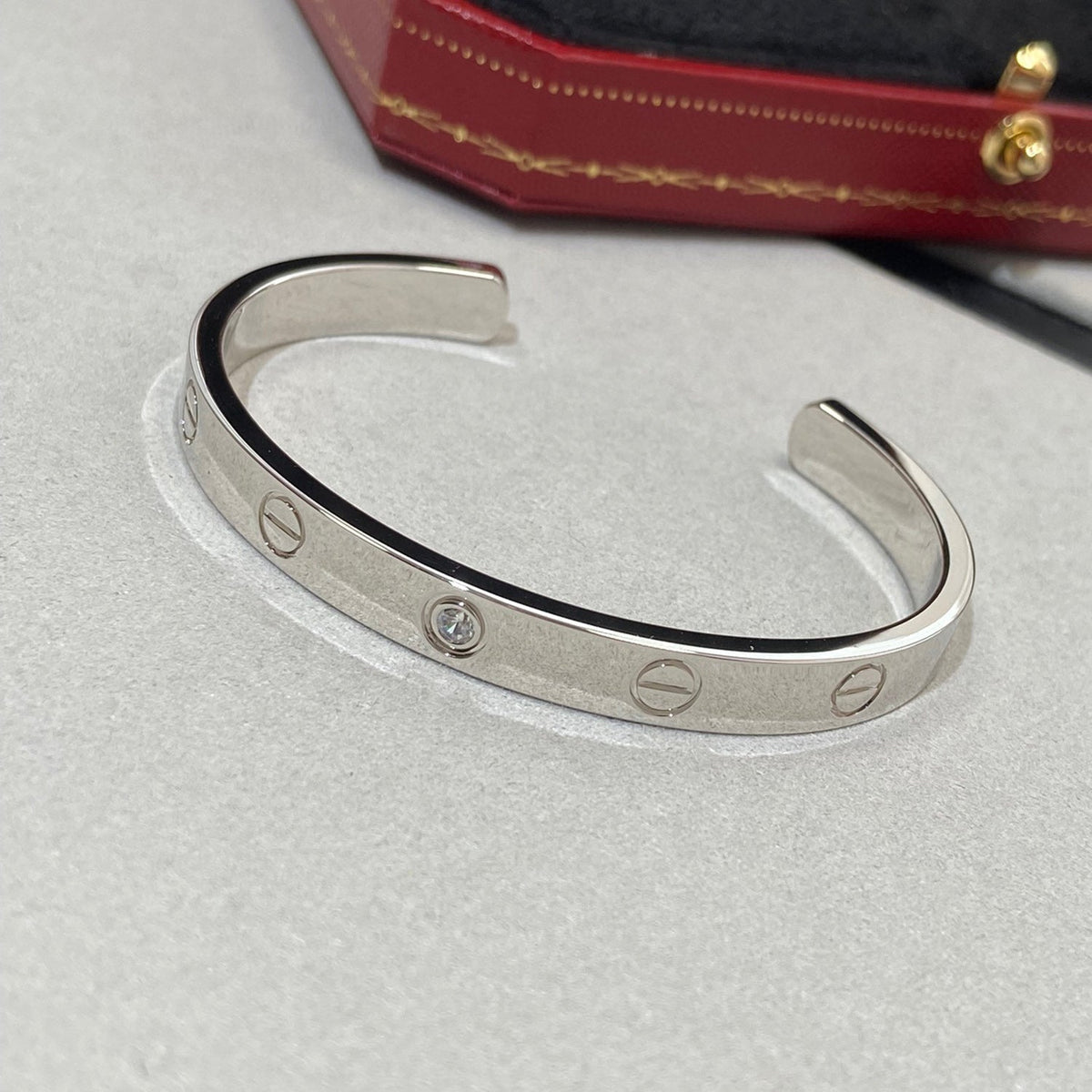 [Resenly Jewelry]LOVE BRACELET 6.1MM 1 DIAMOND OPEN CUFF