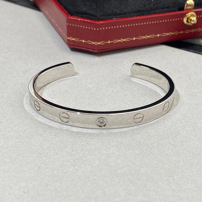 [Resenly Jewelry]LOVE BRACELET 6.1MM 1 DIAMOND OPEN CUFF