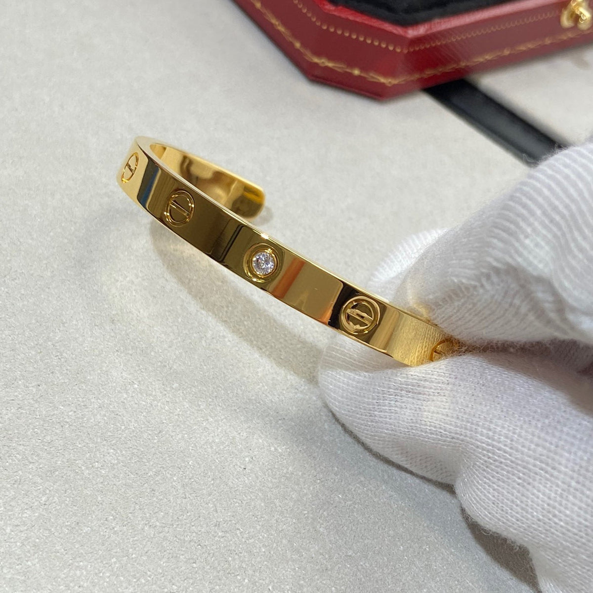 [Resenly Jewelry]LOVE BRACELET 6.1MM 1 DIAMOND OPEN CUFF