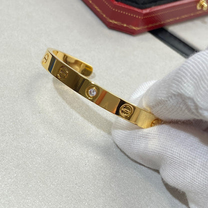 [Resenly Jewelry]LOVE BRACELET 6.1MM 1 DIAMOND OPEN CUFF