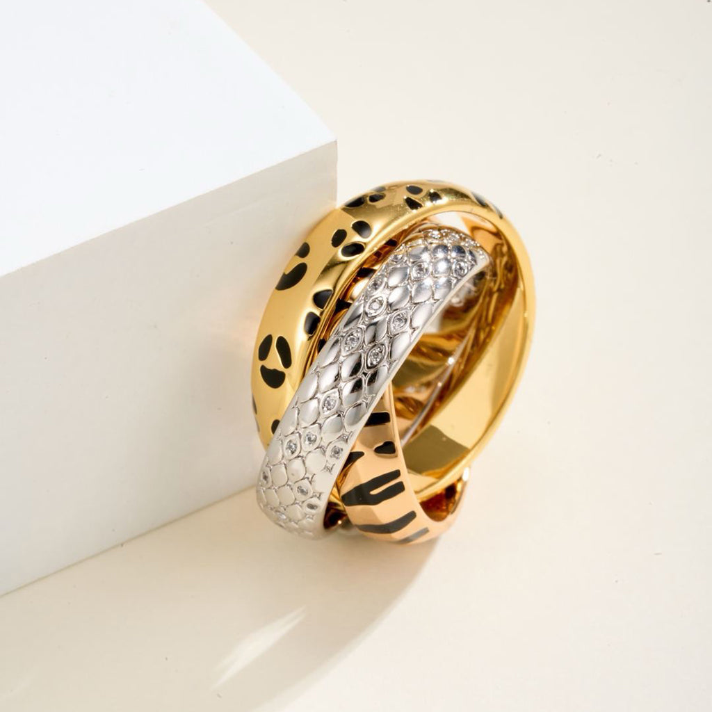 [Resenly Jewelry] トリニティリング レオパードプリント