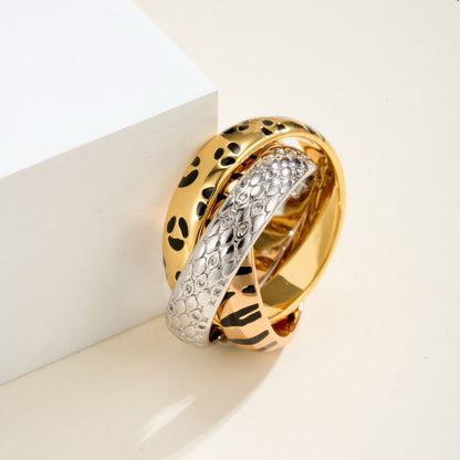 [Resenly Jewelry] トリニティリング レオパードプリント