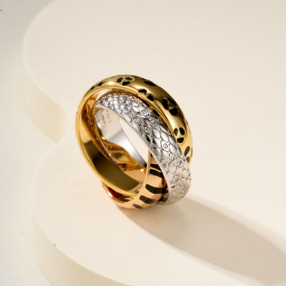 [Resenly Jewelry] トリニティリング レオパードプリント