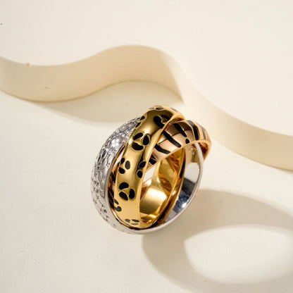 [Resenly Jewelry] トリニティリング レオパードプリント