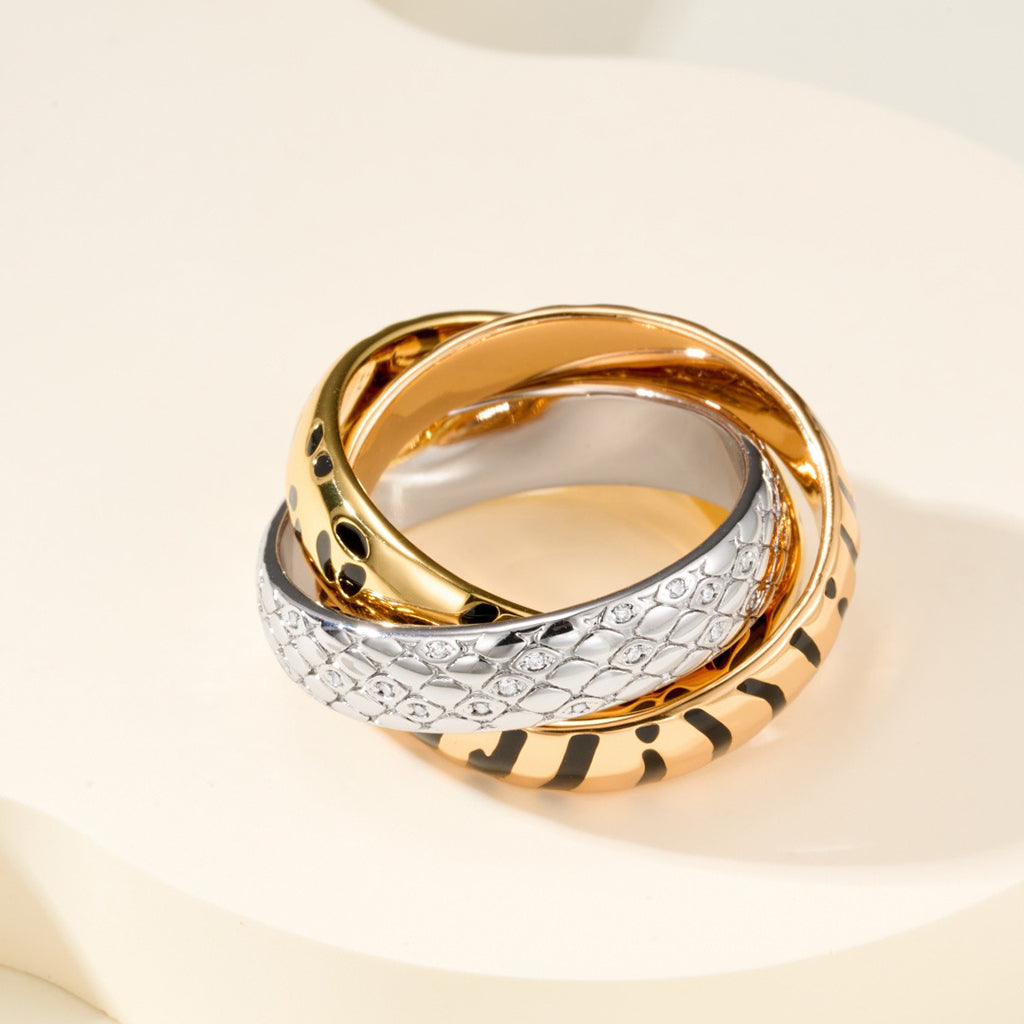 [Resenly Jewelry] トリニティリング レオパードプリント