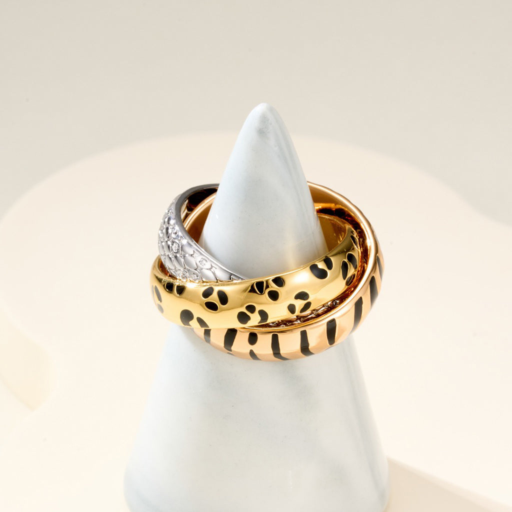 [Resenly Jewelry] トリニティリング レオパードプリント