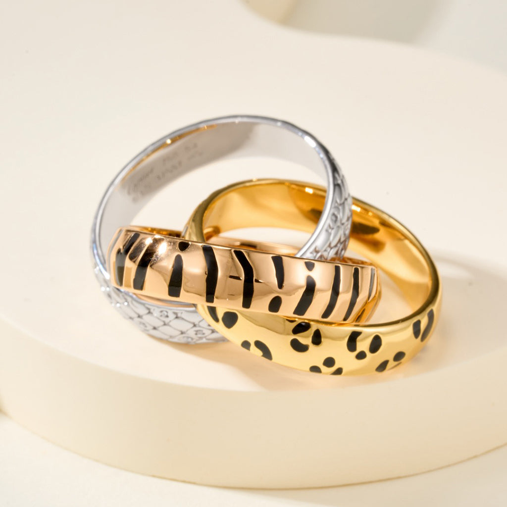 [Resenly Jewelry] トリニティリング レオパードプリント