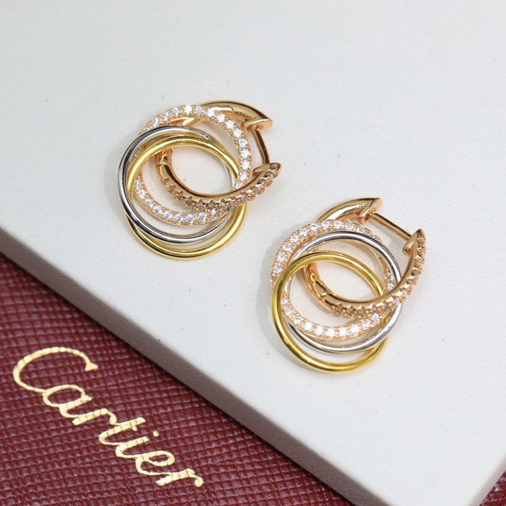 [Resenly Jewelry]TRINITY HALF DIAMOND  EARRINGS