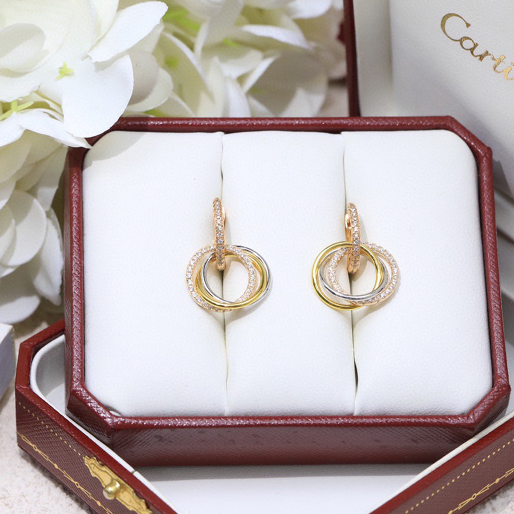[Resenly Jewelry]TRINITY HALF DIAMOND  EARRINGS