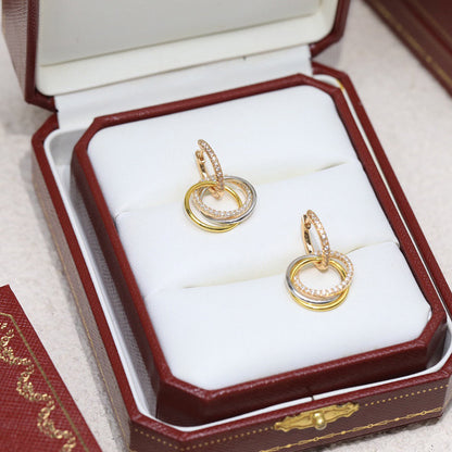 [Resenly Jewelry]TRINITY HALF DIAMOND  EARRINGS
