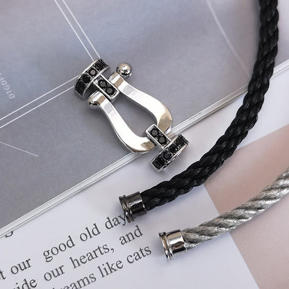[Resenly Jewelry]FORCE LARGE HORSESHOE BLACK DIAMOND BRACELET SILVER