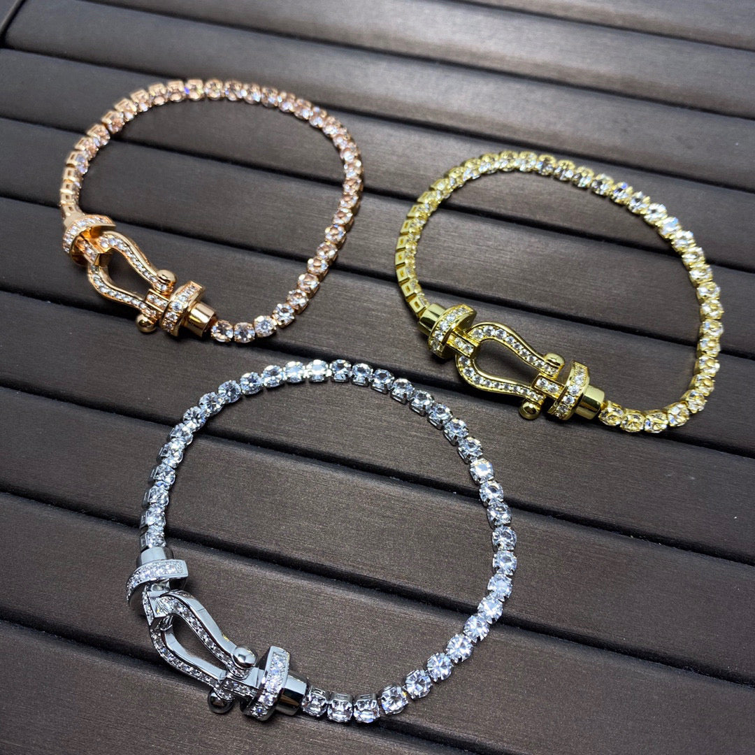 [Resenly Jewelry]FORCE  LARGE HORSESHOE FULL DIAMOND TENNIS BRACELET