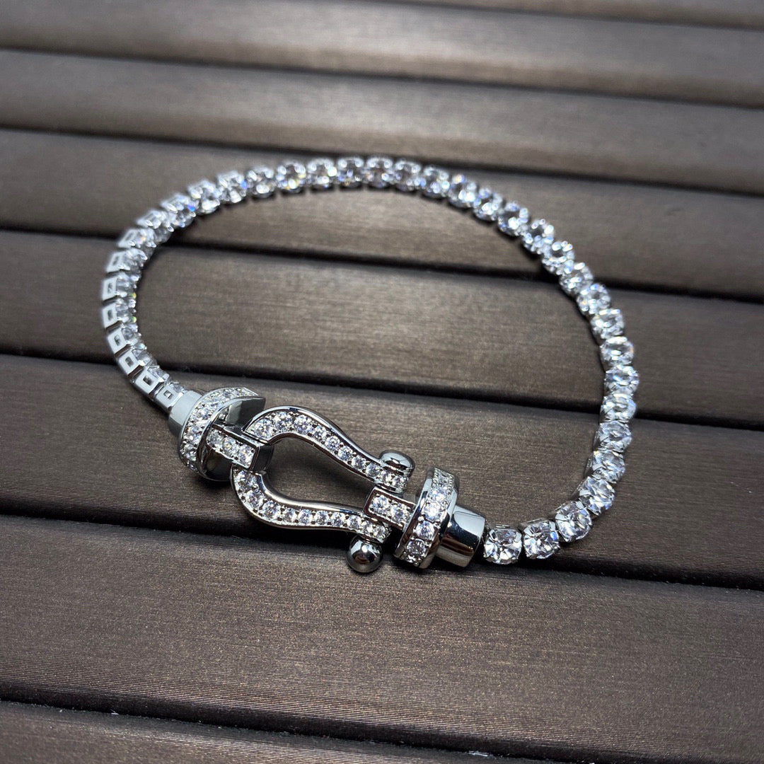 [Resenly Jewelry]FORCE  LARGE HORSESHOE FULL DIAMOND TENNIS BRACELET