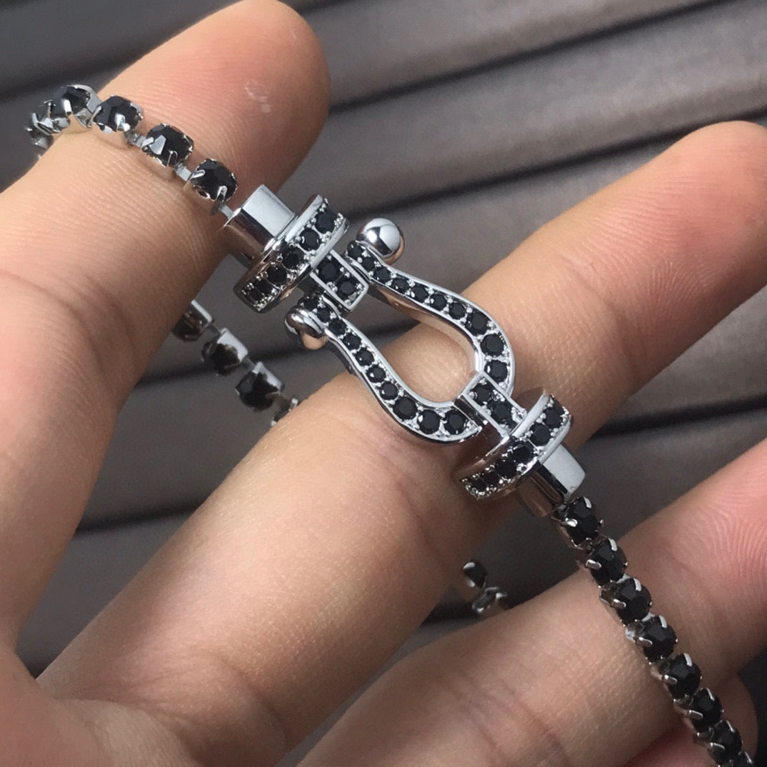 [Resenly Jewelry]FORCE  LARGE HORSESHOE FULL DIAMOND TENNIS BRACELET