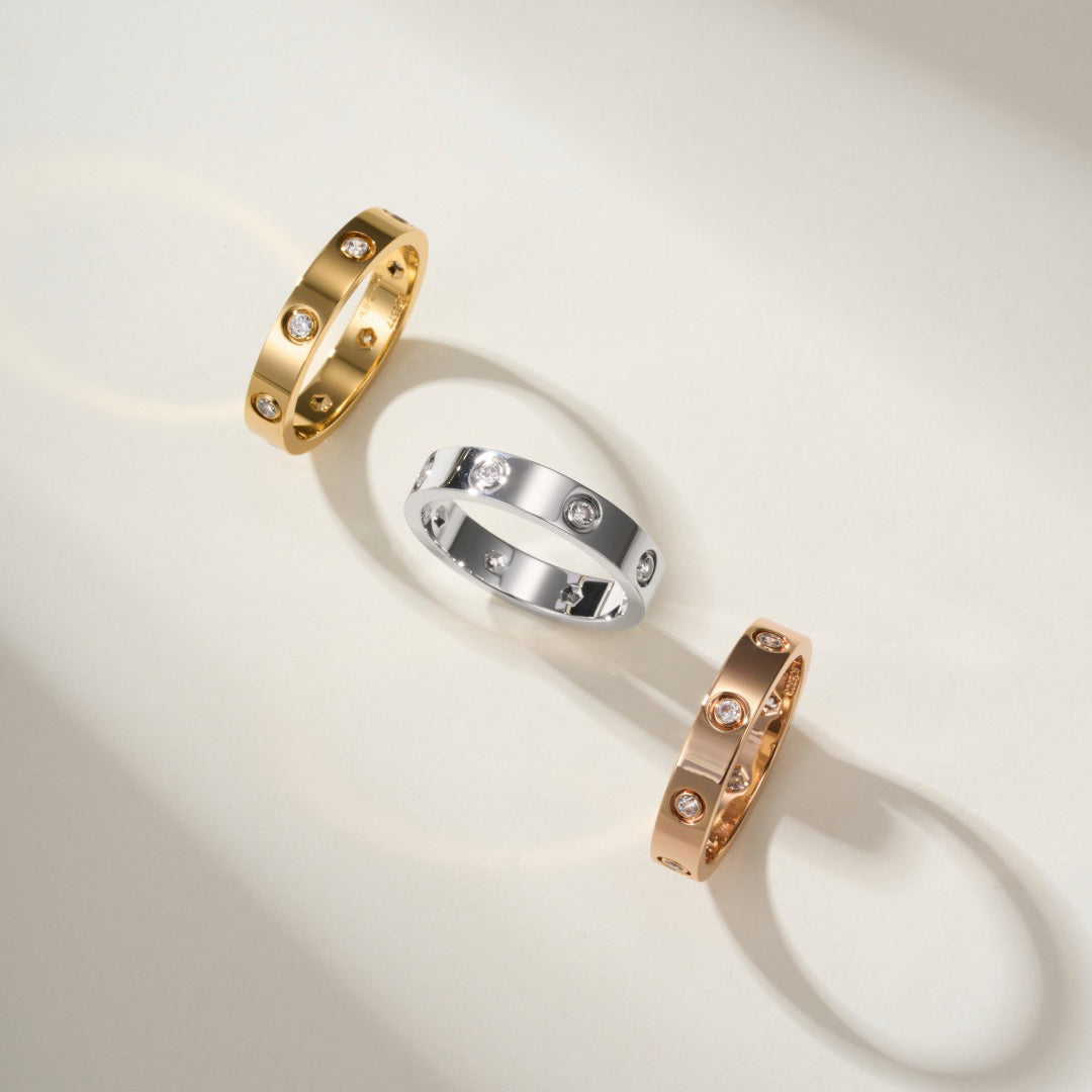 [Resenly Jewelry]LOVE 4MM 8 DIAMOND RING