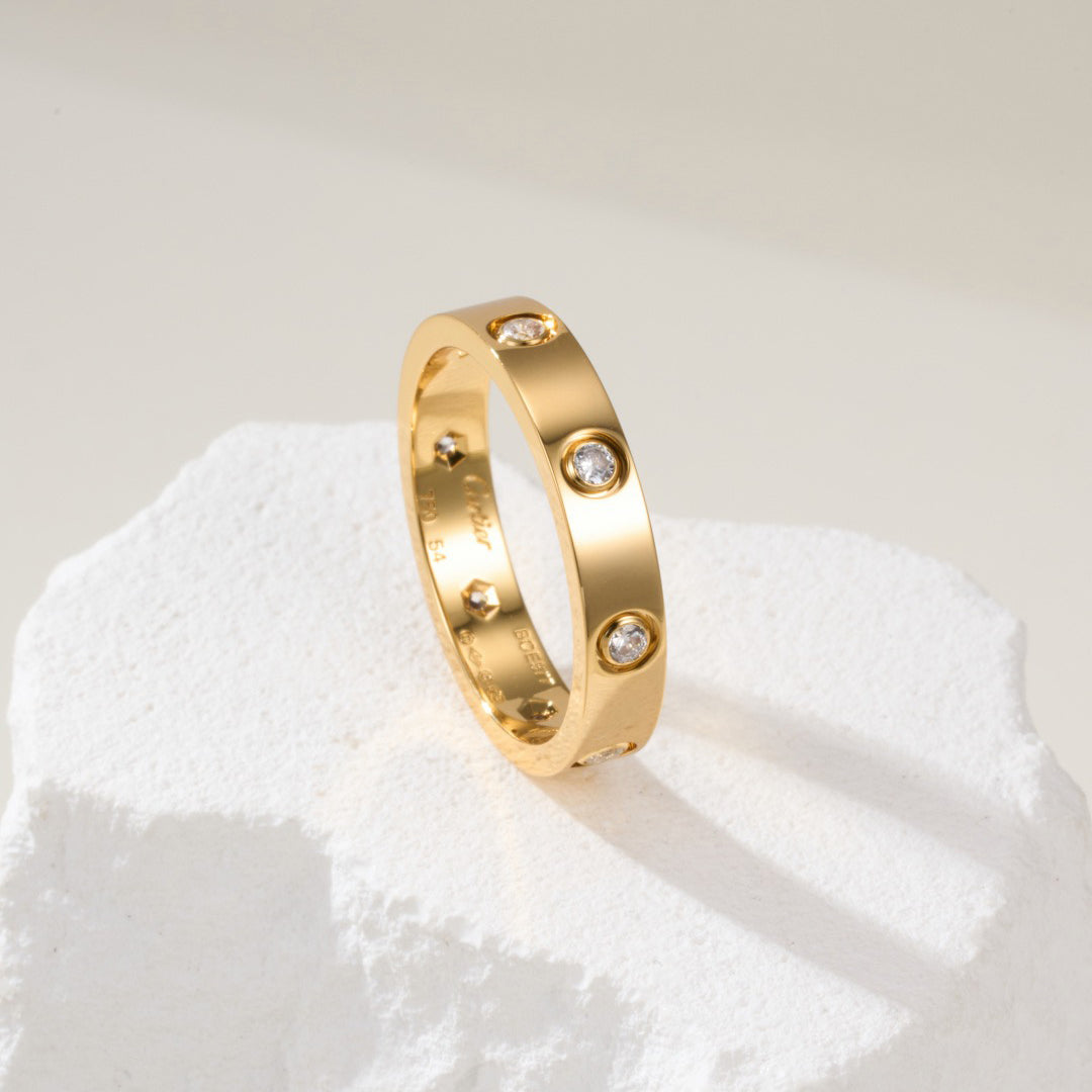 [Resenly Jewelry]LOVE 4MM 8 DIAMOND RING