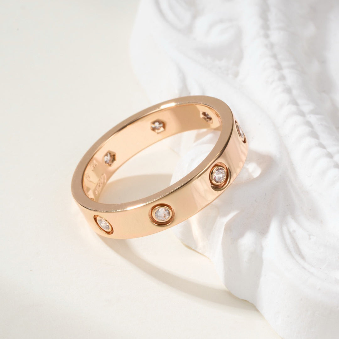 [Resenly Jewelry]LOVE 4MM 8 DIAMOND RING