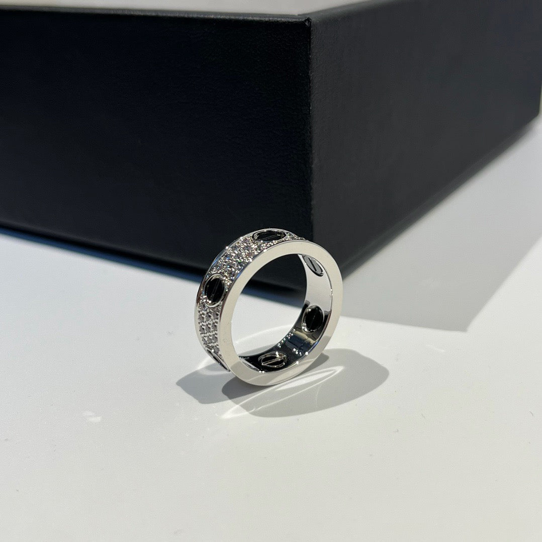 [Resenly Jewelry]LOVE RING 5.5MM DIAMONDS PAVED CERAMIC