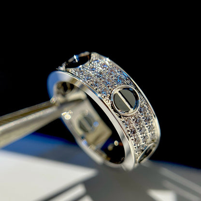[Resenly Jewelry]LOVE RING 5.5MM DIAMONDS PAVED CERAMIC