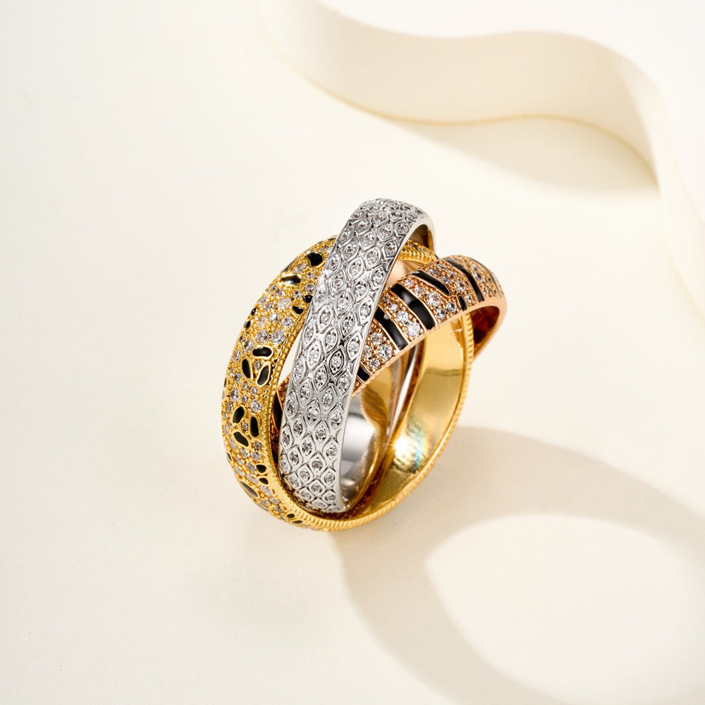 [Resenly Jewelry] トリニティリング レオパードプリント