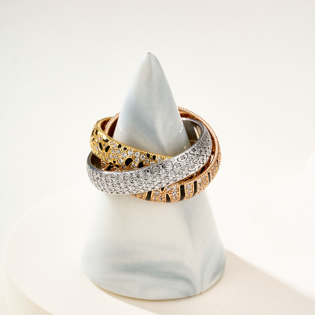 [Resenly Jewelry] トリニティリング レオパードプリント