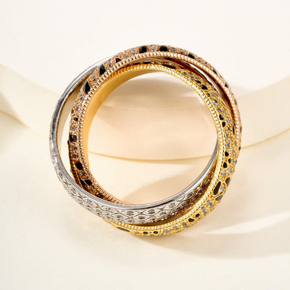 [Resenly Jewelry] トリニティリング レオパードプリント
