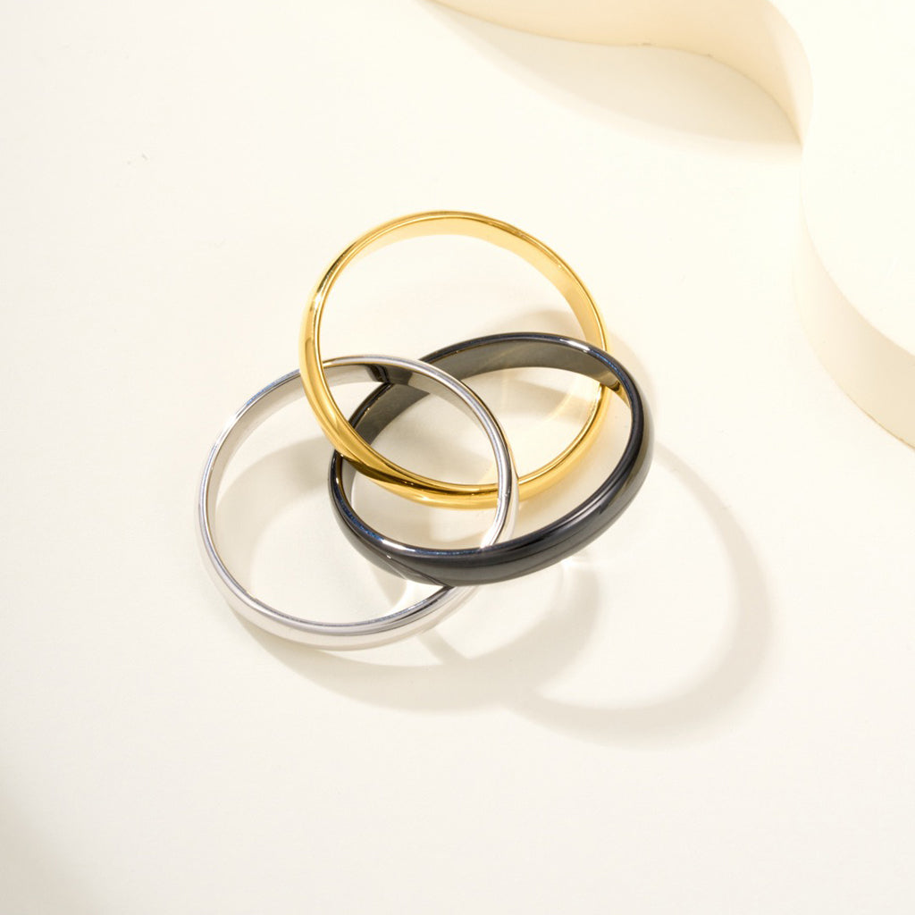 [Resenly Jewelry]TRINITY 3.2MM RING BLACK CERAMIC