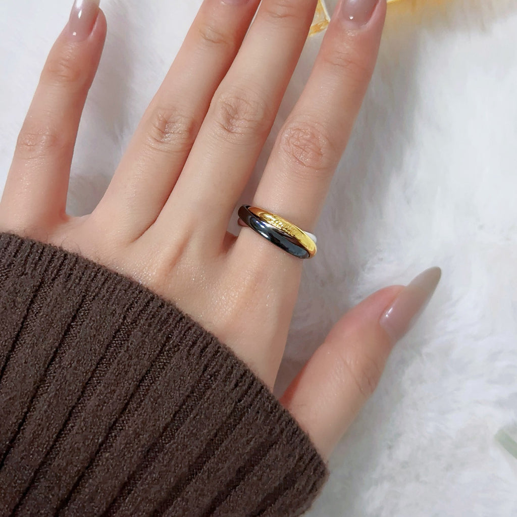 [Resenly Jewelry]TRINITY 3.2MM RING BLACK CERAMIC