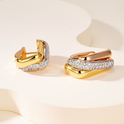 [Resenly Jewelry]TRINITY HALF DIAMOND  CUSHION EARRINGS
