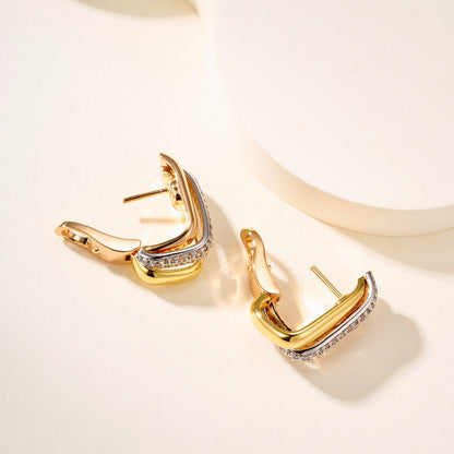[Resenly Jewelry]TRINITY HALF DIAMOND  CUSHION EARRINGS