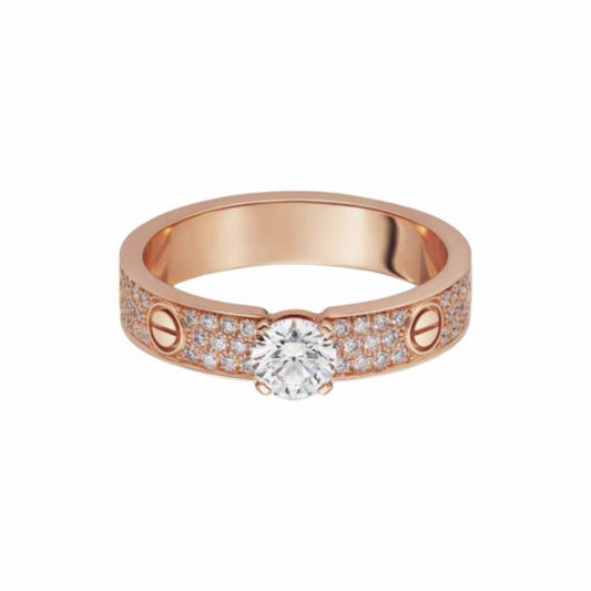[Resenly Jewelry] LOVEリング 3.6mm 1粒ダイヤモンド フルダイヤモンド