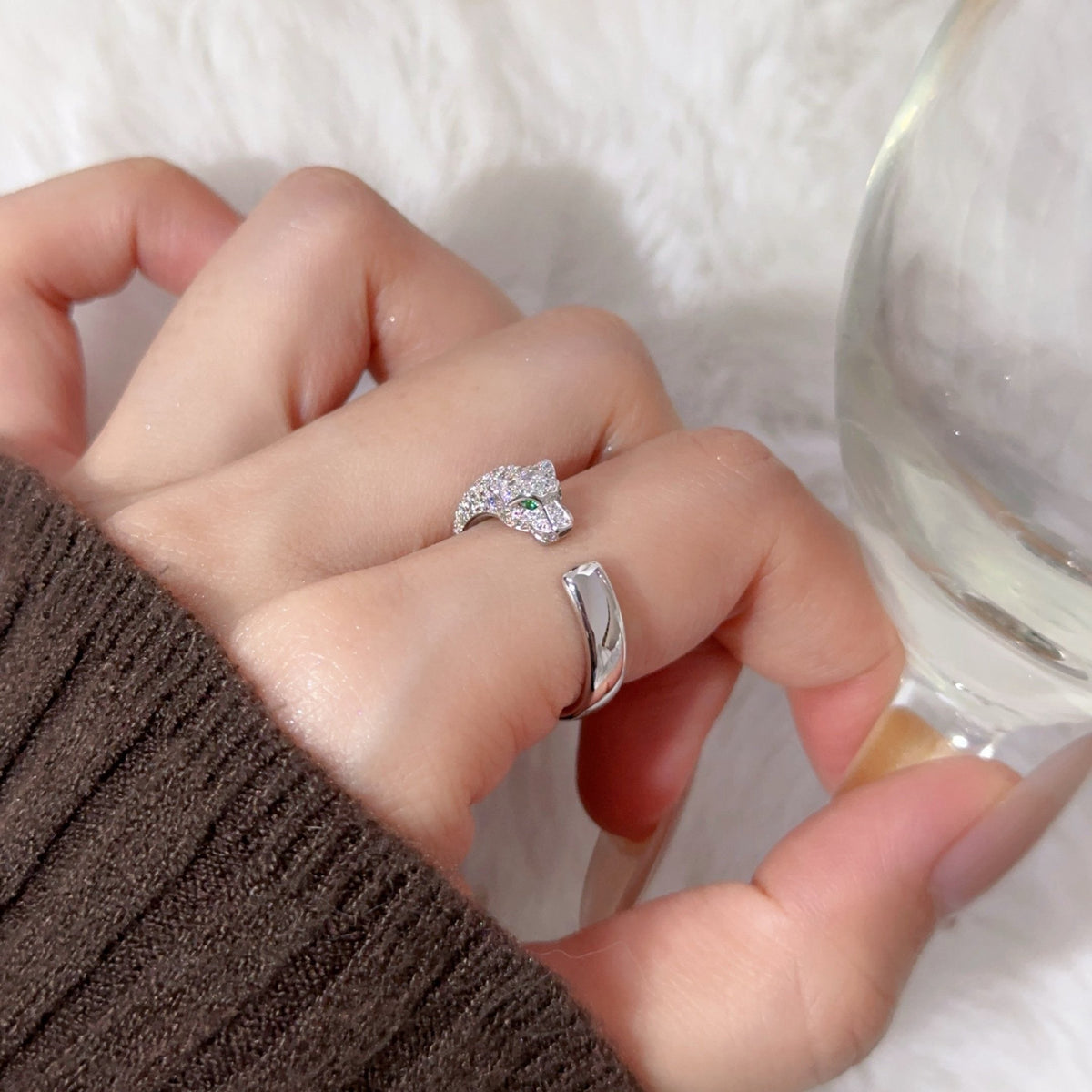 [Resenly Jewelry]PANTHERE HALF DIAMOND SMALL RING