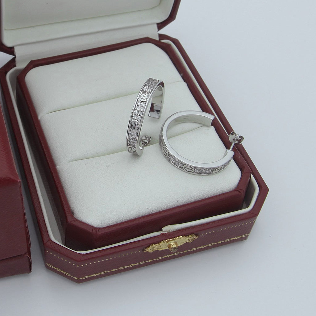 [Resenly Jewelry]LOVE EARRINGS 3.6MM DIAMOND PAVED