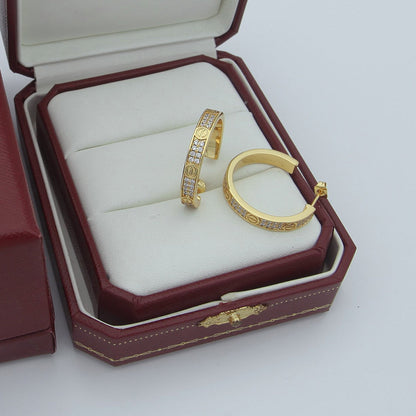 [Resenly Jewelry]LOVE EARRINGS 3.6MM DIAMOND PAVED