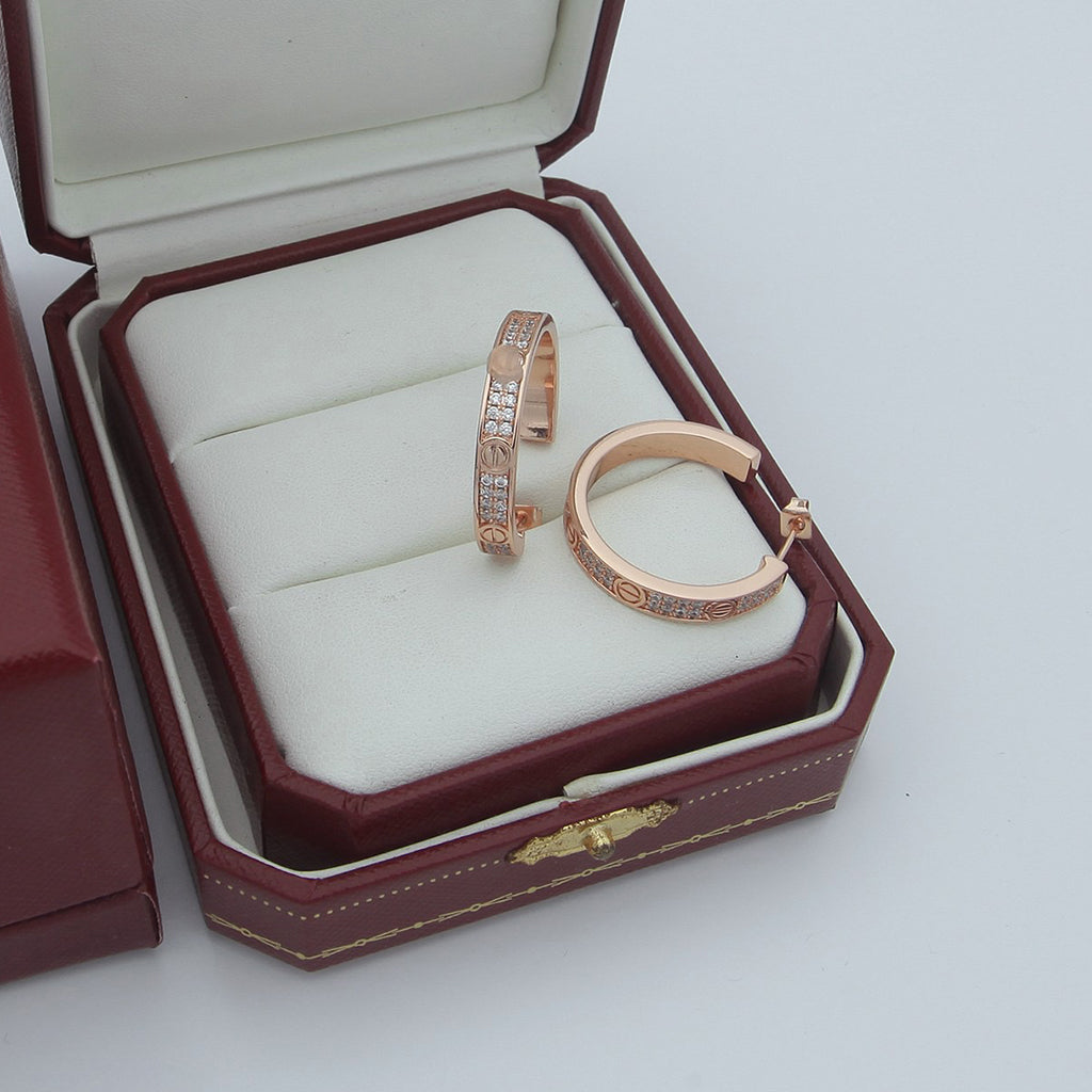 [Resenly Jewelry]LOVE EARRINGS 3.6MM DIAMOND PAVED